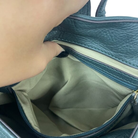 Gili Womens Shoulder Handbag Medium Green Fringe Pebbled Leather Satchel Purse - Picture 5 of 10